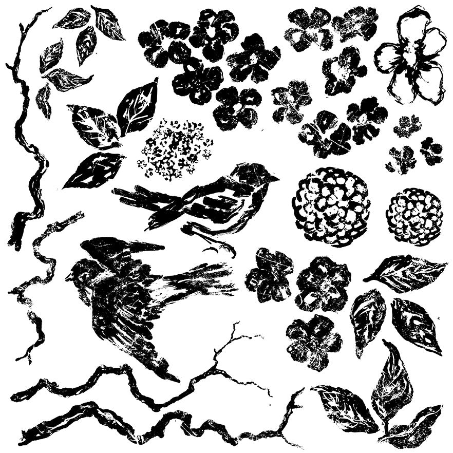 IOD Stamp Birds Branches & Blossoms
